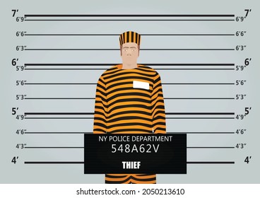 Thief man mugshot. vector illustration