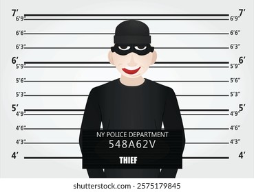 Thief man mugshot. vector illustration