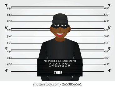 Foto de archivo del hombre ladrón. Ilustración vectorial	