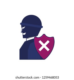 thief man with shield security
