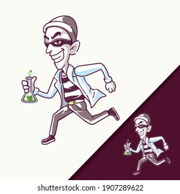 Thief Mascot Running Characters Standing