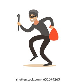 Thief Mask Sneaking Crowbar Sack Robbery Stock Vector (Royalty Free ...