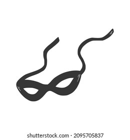 Thief mask, superhero mask. Hand drawn doodle sketch style. Drawing line simple criminal icon. Isolated vector illustration.