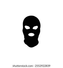 Thief mask vector illustration robber face mask Flat Logo Icon. Silhouette of a terrorist face mask on white background.