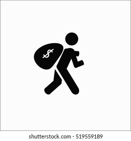 thief and money bag icon vector isolate on write background