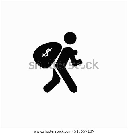 thief and money bag icon vector isolate on write background