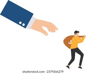 Thief Money, Financial crime, fraud, Ponzi scheme or illegal business, money laundering or fake investment

