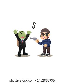 Thief Monkey Robbing Business Turtle Isolated White