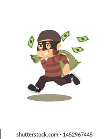 Thief Monkey Running Carrying Bag Of Money