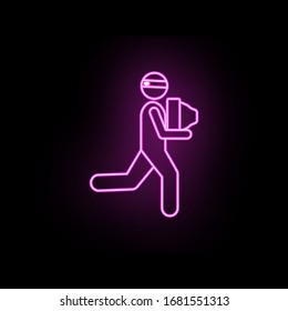 Thief neon icon. Simple thin line, outline vector of male bag and luggage icons for ui and ux, website or mobile application