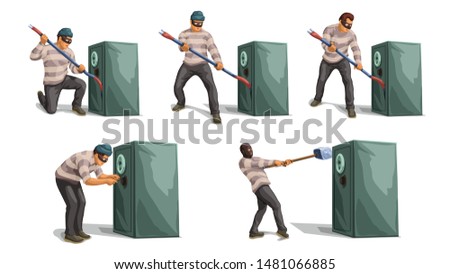 thief openning bank safe set