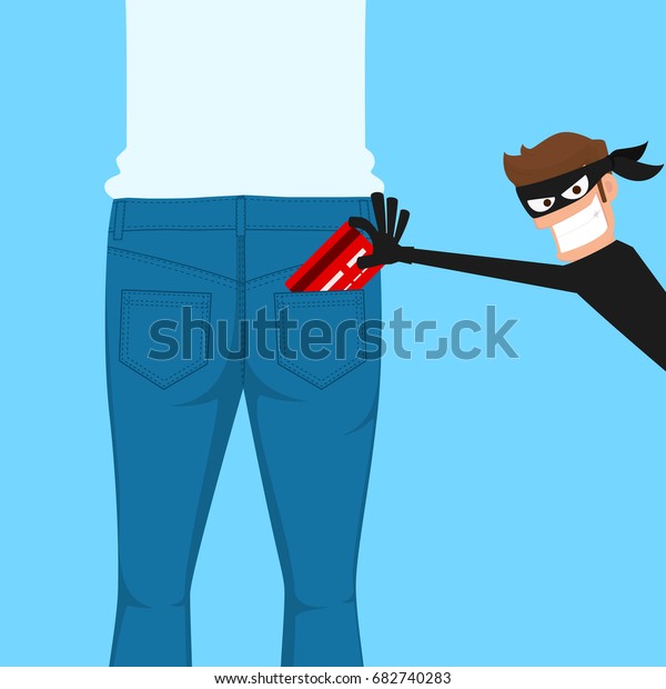 Thief Pickpocket Stealing Credit Card Back Stock Vector (Royalty Free ...