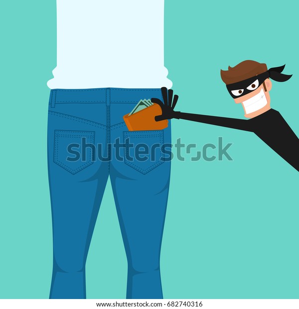 Thief Pickpocket Stealing Wallet Back Jeans Stock Vector Royalty Free