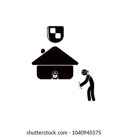 the thief picks up the keys to the house icon. Elements of insurance icon. Premium quality graphic design. Signs and symbol collection icon for websites, web design, mobile app on white background