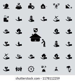 the thief picks up the keys to the house icon. insurance icons universal set for web and mobile