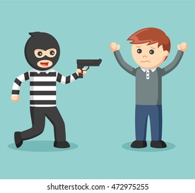 thief pointing gun at someone