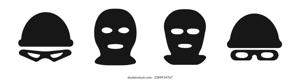 Thief robber balaclava face mask. Crime disguise vector