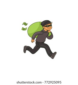 Thief Robber Burglar Trying Escape Money Stock Vector (Royalty Free ...