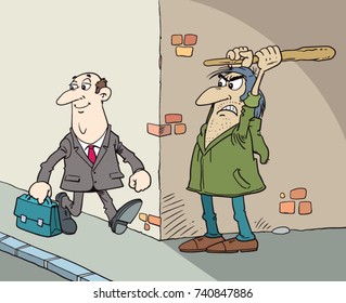 thief robbing a businessman