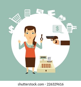 thief robs seller illustration