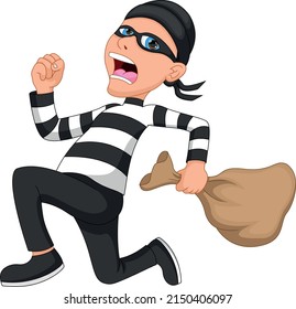 Thief Run Away Cartoon On White Stock Vector (Royalty Free) 2150406097 ...