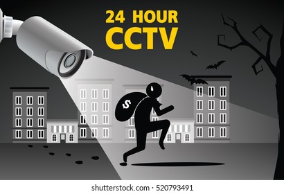 Thief run with bag of money vector illustration
