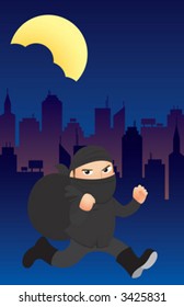 Thief running away after stealing