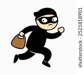 Thief Running with Bag Icon Vector.