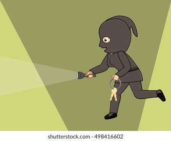 Thief Running with Keys and Torch