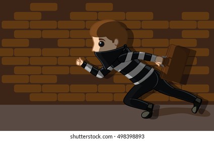 Thief Running with Money Suitcase