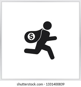 The Thief Is Running. Stealing Money. Robber Icon