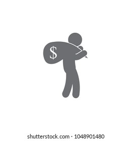 thief with a sack of money icon. Simple element illustration. thief with a sack of money symbol design template. Can be used for web and mobile on white background