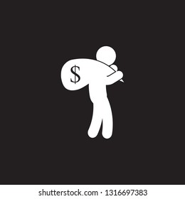 thief with a sack of money icon. Simple element illustration. thief with a sack of money symbol design template. Can be used for web and mobile