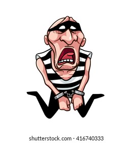 Thief is sad when he was caught, vector art and illustration.