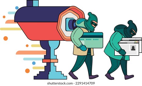 Ilustración de cámara de ladrillo y seguridad al estilo de doodle aislado en el fondo