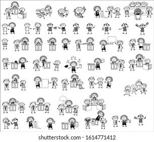 Thief - Set of Black and White Concepts Vector illustrations