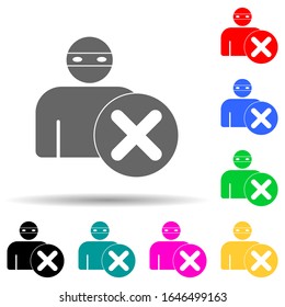 el ladrón y el escudo de protección de estilo multicolor icono. Glifo simple, vector plano de iconos de seguros para ui y ux, sitio web o aplicación móvil