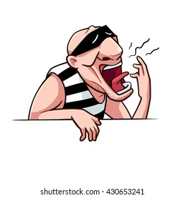 Thief sleepy, vector art and illustration.
