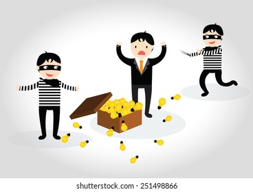 The thief steal light bulb idea from businessman