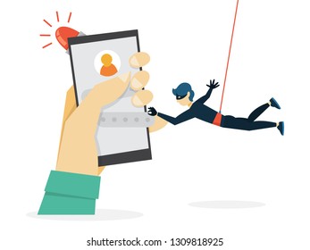 Thief steal personal data with password. Cyber crime and hacking concept. Data privacy in danger. Isolated vector illustration in cartoon style