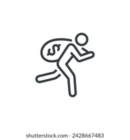 Thief steal robber robbery burglar burglary icon, vector illustration