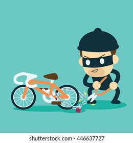 thief stealing bicycle