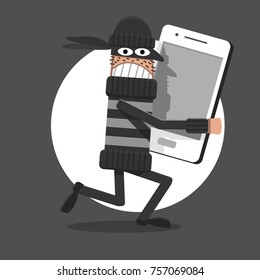 A thief stealing a cell phone.