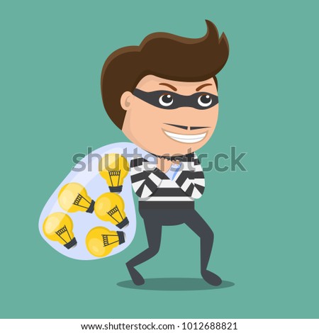 Thief stealing idea . Vector Illustration
