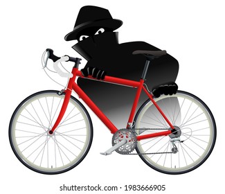 A thief is stealing a red racing bike