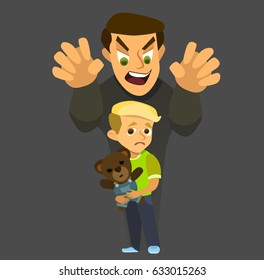 A thief steals a kidnapped child. Children kidnapping concept. stealing kidnapped. Vector illustration in a flat style.