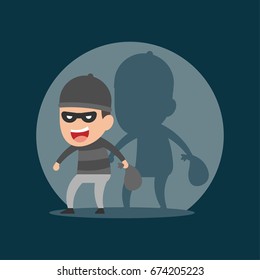 thief steals in the night, criminal concept, vector illustration.