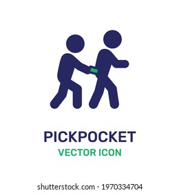 Thief Steals a Purse vector. Pickpocket icon concept.