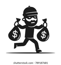 Thief Stole The Money. Robber Icon. Bandit.