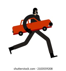 Thief Stolen Car. Criminal Stole Automobile. Car Thief Vector Illustration